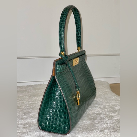 Authentic Tory Burch Lee Radziwill Satchel Croc Embossed Leather Satchel - Picture 2 of 15